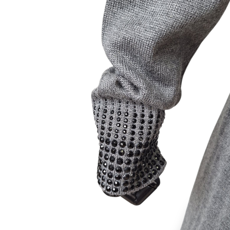 Cardigan Le Lis Blanc Cinza com Cristais-M