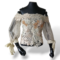 Blusa Martha Medeiros Bege Com Aplicações-38