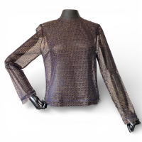 Blusa NK Store de Tule Preta e Dourada-38