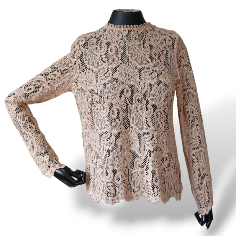 Blusa NK Rosa com Franjas Vermelhas-M