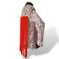 Blusa NK Rosa com Franjas Vermelhas-M