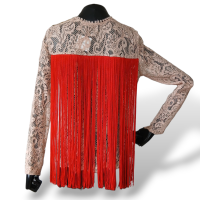 Blusa NK Rosa com Franjas Vermelhas-M