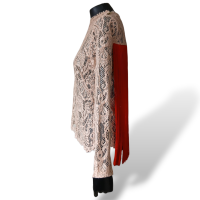 Blusa NK Rosa com Franjas Vermelhas-M