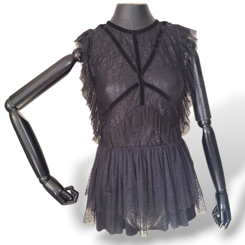 Blusa Olympiah Renda Preta-36 Blusa Olympiah Renda Preta-36