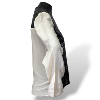 Blusa Patricia Motta Couro Preta e Off White-38 Blusa Patricia Motta Couro Preta e Off White-38