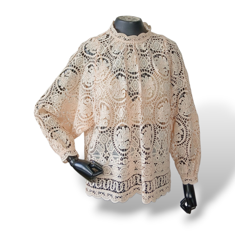 Blusa Paula Raia Rendada Creme - 36 