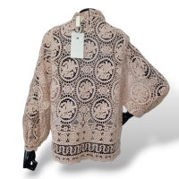 Blusa Paula Raia Guipir Rosé - 36 Blusa Paula Raia Guipir Rosé - 36