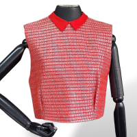 Blusa Paula Raia Vermelha Sem Manga com Gola-38
