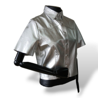 Blusa Renatta Gomes Couro Prateada - M Blusa Renatta Gomes Couro Prateada - M