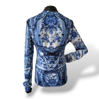 Blusa Roberto Cavalli Azul Estampada - 38