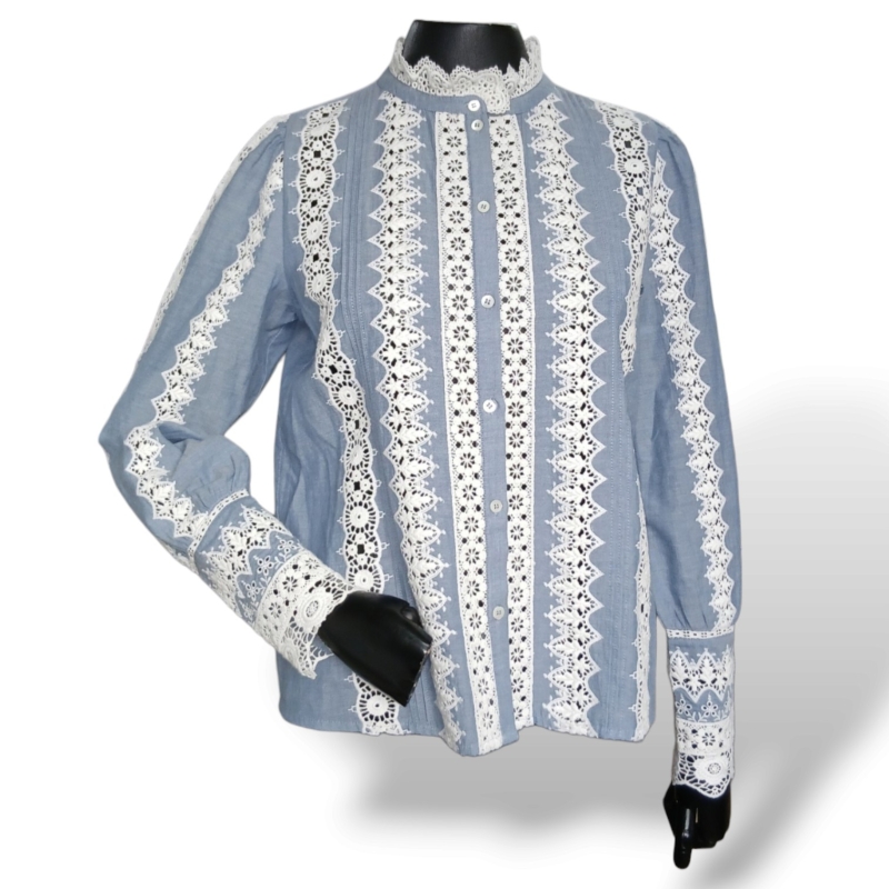 Blusa Sézane Azul com Branco - 36 