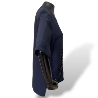 Blusa Stella McCartney de Crepe Azul Marinho Bordada-38 Blusa Stella McCartney de Crepe Azul Marinho Bordada-38