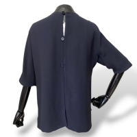 Blusa Stella McCartney de Crepe Azul Marinho Bordada-38 Blusa Stella McCartney de Crepe Azul Marinho Bordada-38