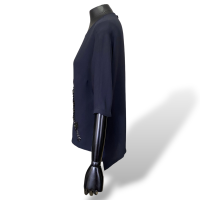 Blusa Stella McCartney de Crepe Azul Marinho Bordada-38 Blusa Stella McCartney de Crepe Azul Marinho Bordada-38