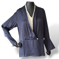 Camisa Stella McCartney Marinho e Branca em Seda-38