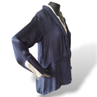 Camisa Stella McCartney Marinho e Branca em Seda-38