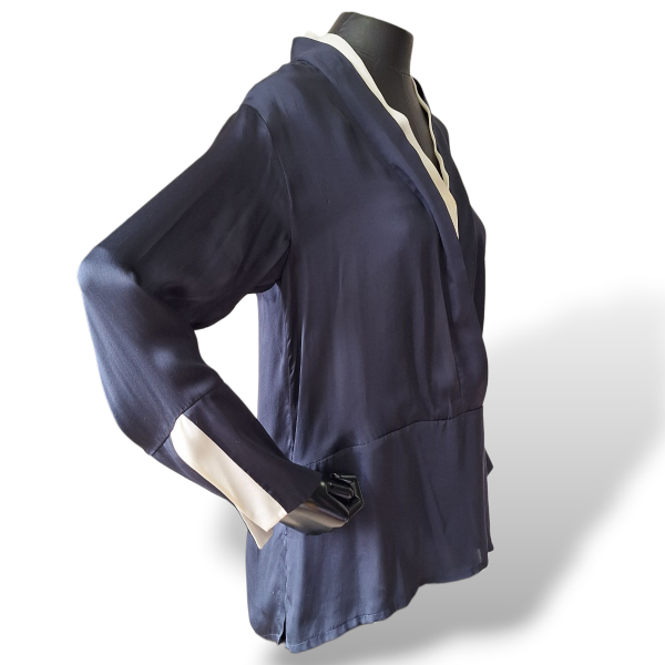 Camisa Stella McCartney Marinho e Branca em Seda-38