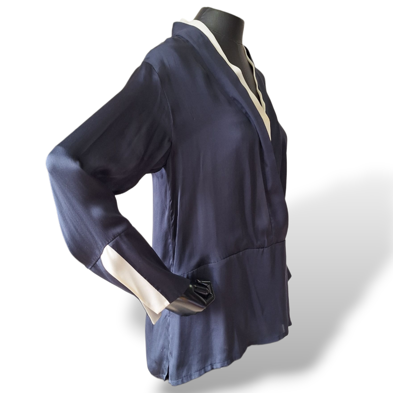 Camisa Stella McCartney Marinho e Branca em Seda-38