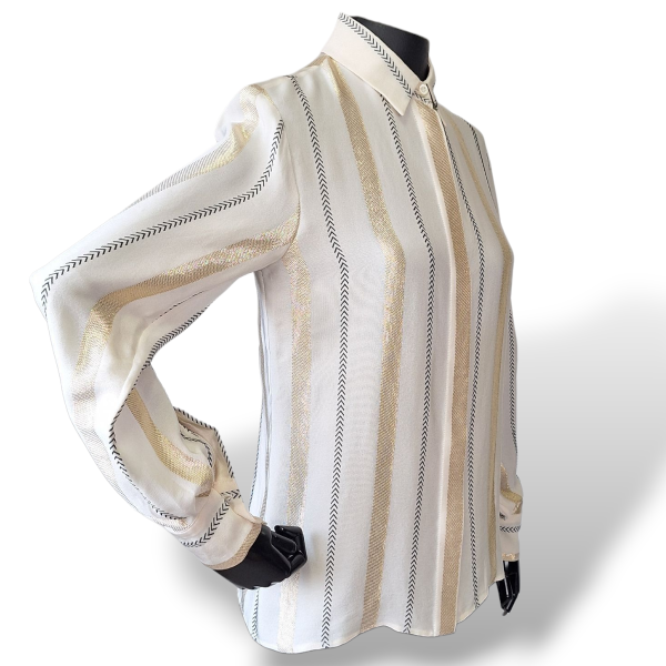 Blusa Stella McCartney Listrada com Lurex Dourado-38 Blusa Stella McCartney Listrada com Lurex Dourado-38