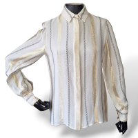 Blusa Stella McCartney Listrada com Lurex Dourado-38 Blusa Stella McCartney Listrada com Lurex Dourado-38