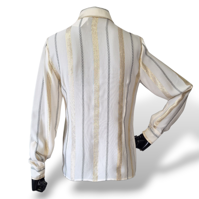 Blusa Stella McCartney Listrada com Lurex Dourado-38 Blusa Stella McCartney Listrada com Lurex Dourado-38