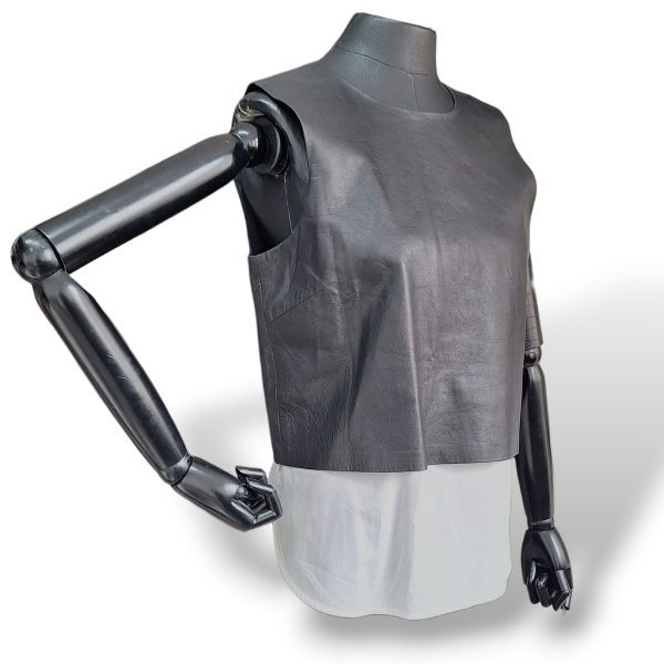 Blusa Theory Couro Preto - M