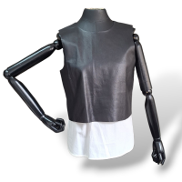 Blusa Theory Couro Preto - M