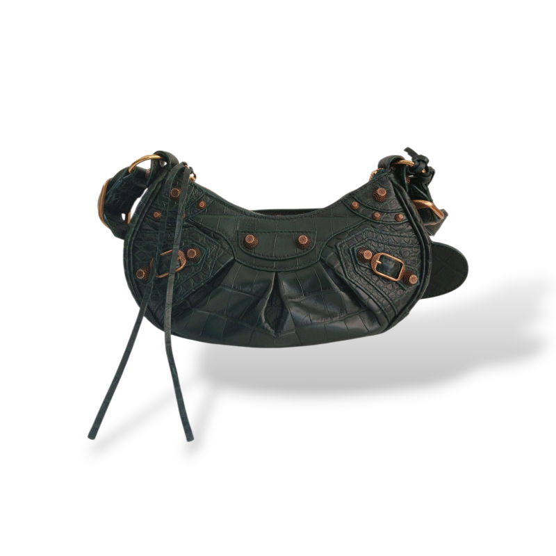 Bolsa Balenciaga Le Cagole Croco Verde Musgo 