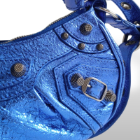 Bolsa Balenciaga Le Cagole Azul Metalizada Bolsa Balenciaga Le Cagole Azul Metalizada