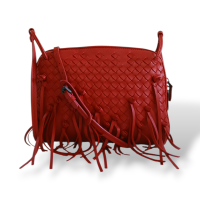 Bolsa Bottega Veneta Nodini Franja Vermelha