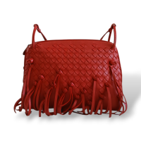 Bolsa Bottega Veneta Nodini Franja Vermelha