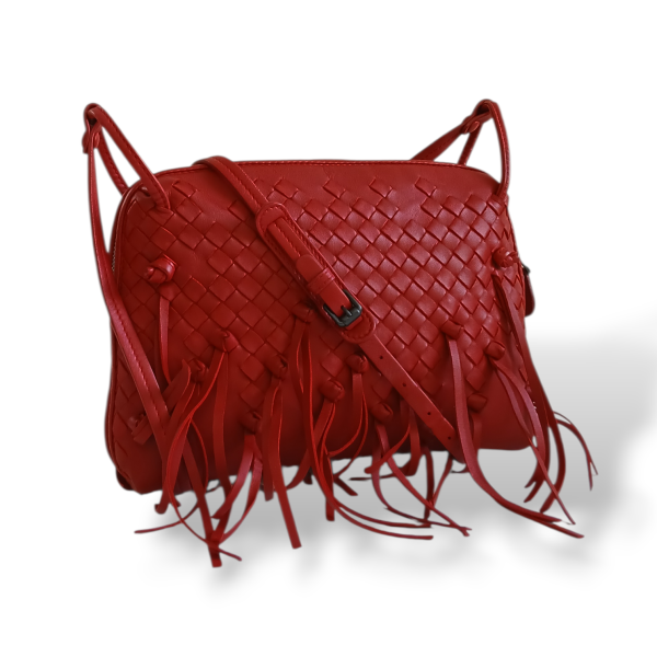 Bolsa Bottega Veneta Nodini Franja Vermelha