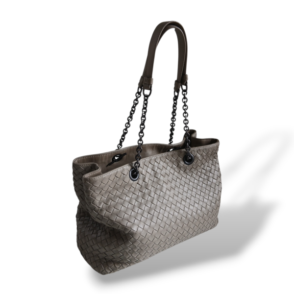 Bolsa Bottega Veneta Cinza Double Chain