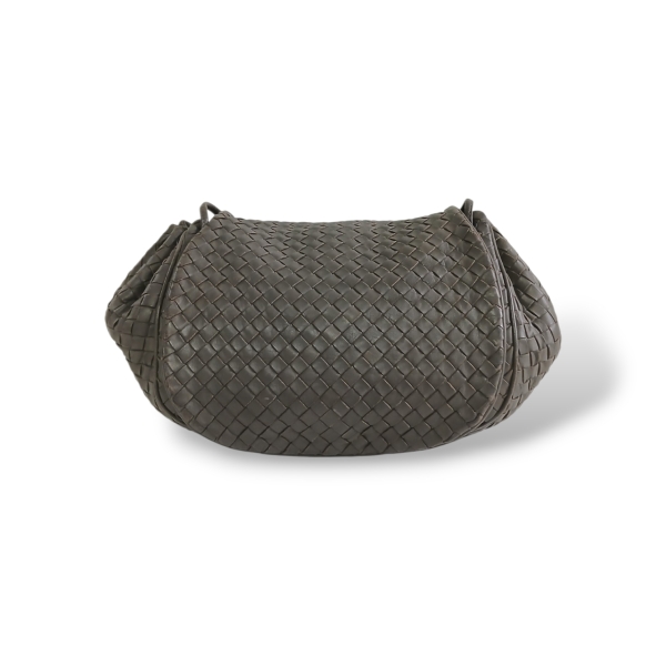 Bolsa Bottega Veneta Flap Messenger Intrecciato Cinza 