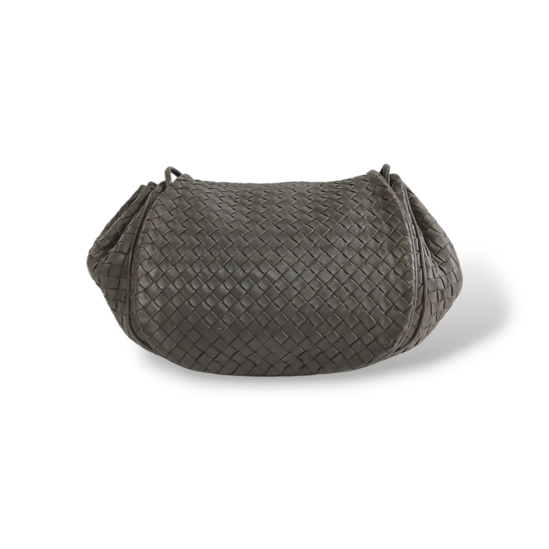 Bolsa Bottega Veneta Flap Messenger Intrecciato Cinza 