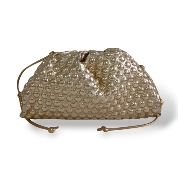 Bolsa Bottega Veneta Metallic Bubble Mini Pouch Dourada