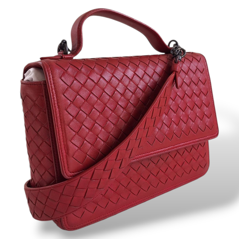 Bolsa Bottega Veneta Alumna Intrecciato Vermelha