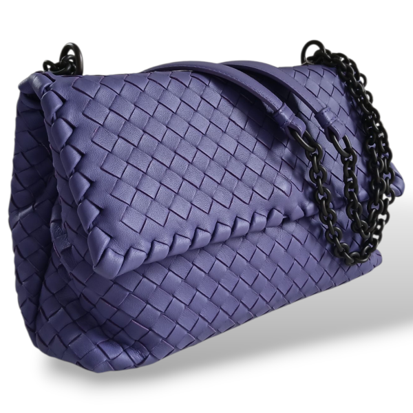 Bolsa Bottega Veneta Olimpia Intrecciato Média Lilás 