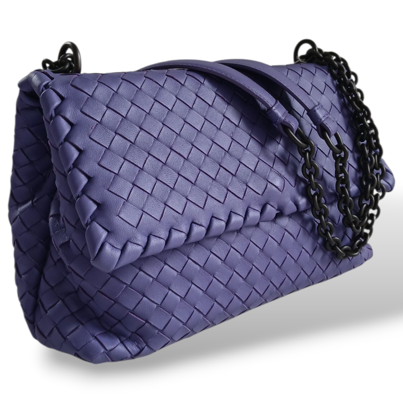 Bolsa Bottega Veneta Olimpia Intrecciato Média Lilás 