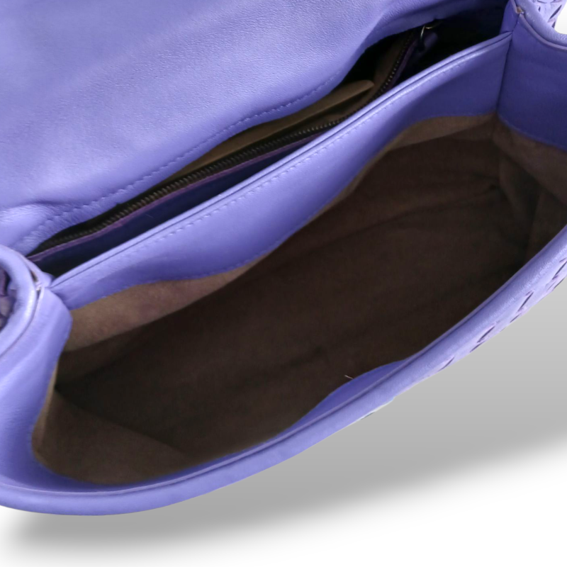 Bolsa Bottega Veneta Olimpia Intrecciato Média Lilás 