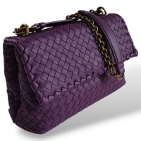 Bolsa Bottega Veneta Olimpia Intrecciato Média Roxa 