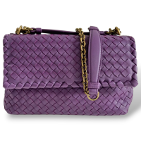 Bolsa Bottega Veneta Olimpia Intrecciato Média Roxa 