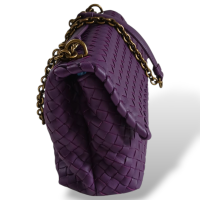 Bolsa Bottega Veneta Olimpia Intrecciato Média Roxa 