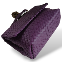 Bolsa Bottega Veneta Olimpia Intrecciato Média Roxa 