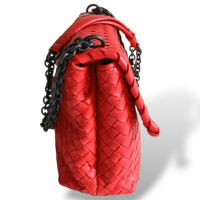 Bolsa Bottega Veneta Olimpia Intrecciato Média Vermelha