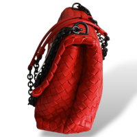 Bolsa Bottega Veneta Olimpia Intrecciato Média Vermelha