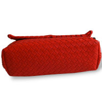 Bolsa Bottega Veneta Olimpia Intrecciato Média Vermelha