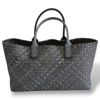 Bolsa Bottega Veneta Cabat Tote Intrecciato Média Cinza 