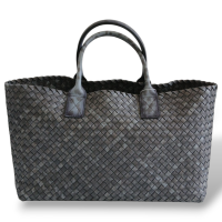 Bolsa Bottega Veneta Cabat Tote Intrecciato Média Cinza 