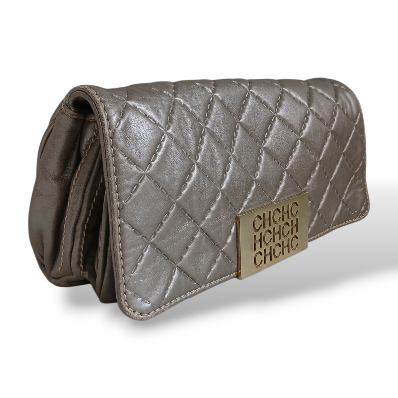 Clutch Carolina Herrera Prata em Matelassê